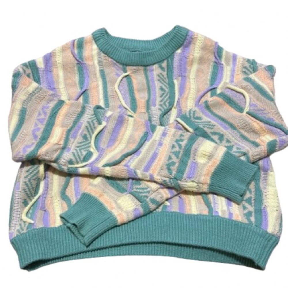 Forever 21 Pastel COOGI style knit Striped Crewneck Sweater